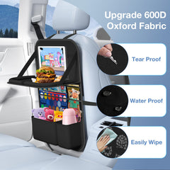 Oneyus wide-pocket backseat organizer offers easy access to items during family travel.