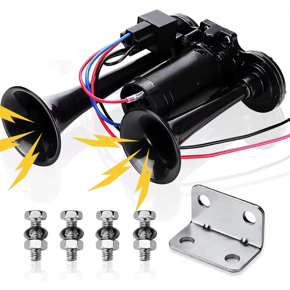 Onimento 12V dual air horns kit ready for installation on any vehicle.
