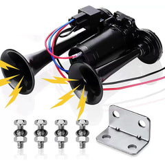 Onimento 12V dual air horns kit ready for installation on any vehicle.
