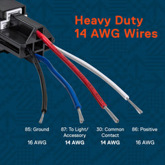 ONLINE LED STORE 14 AWG wires provide sturdy main contacts for power applications.