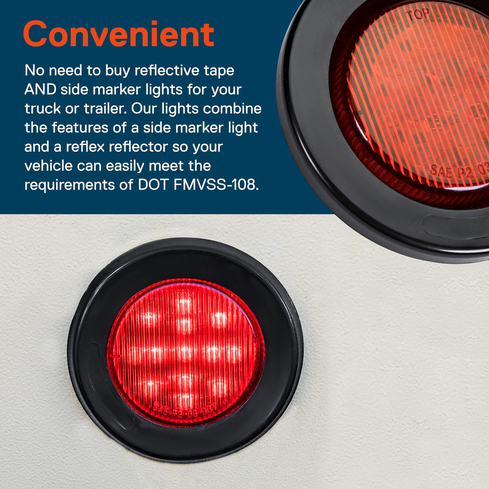 True Mods 2.5in red round marker functions as reflector and clearance light.