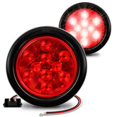 Online LED Store TRUE MODS 4in round red tail light side view with bright visibility.