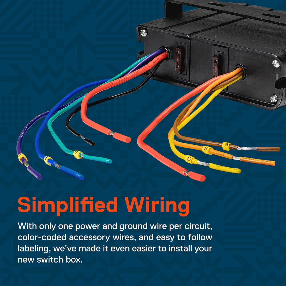 ONLINE LED STORE True Mods 6-Gang switch box top labeling demonstrates clear circuit mapping