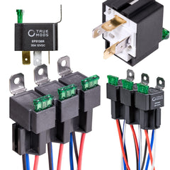 ONLINE LED STORE True MODS 6-pack relay kit front view for quick automotive wiring.