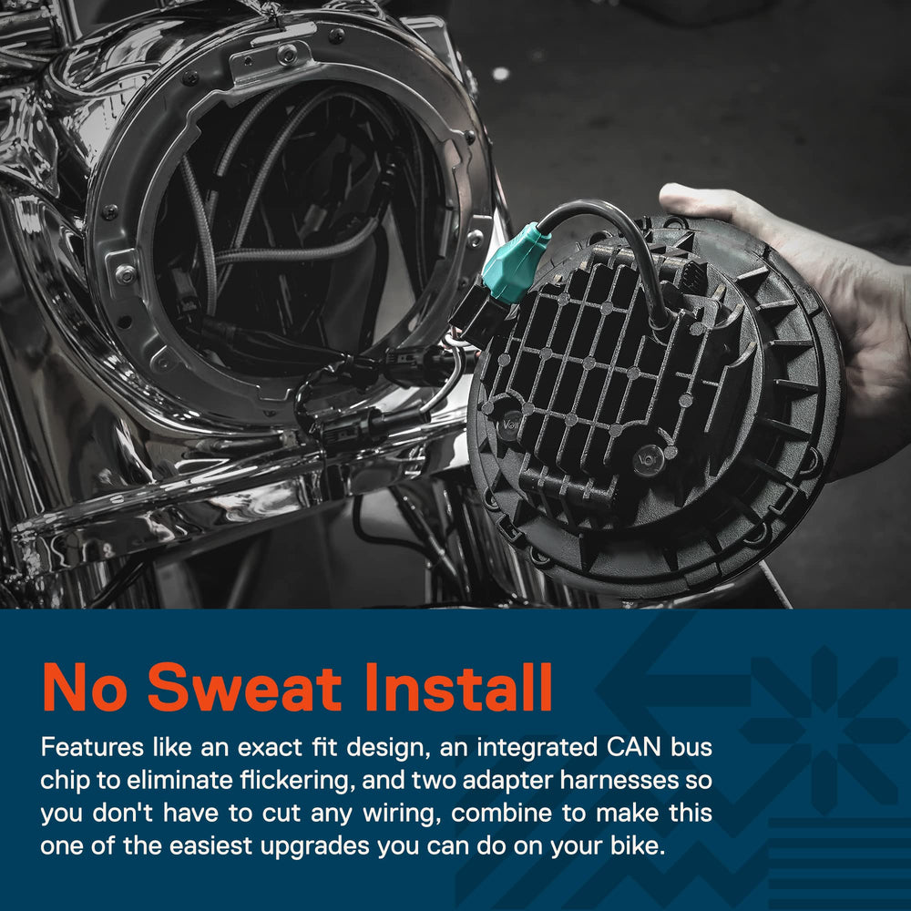 ONLINE LED STORE True Mods 7in Harley DOT compliant headlight, highway-ready legality.