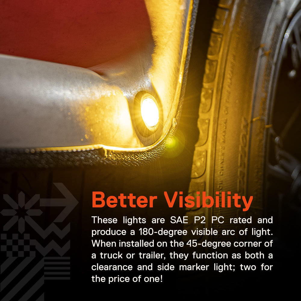 True Mods amber marker light, DOT FMVSS 108 compliant trailer light.