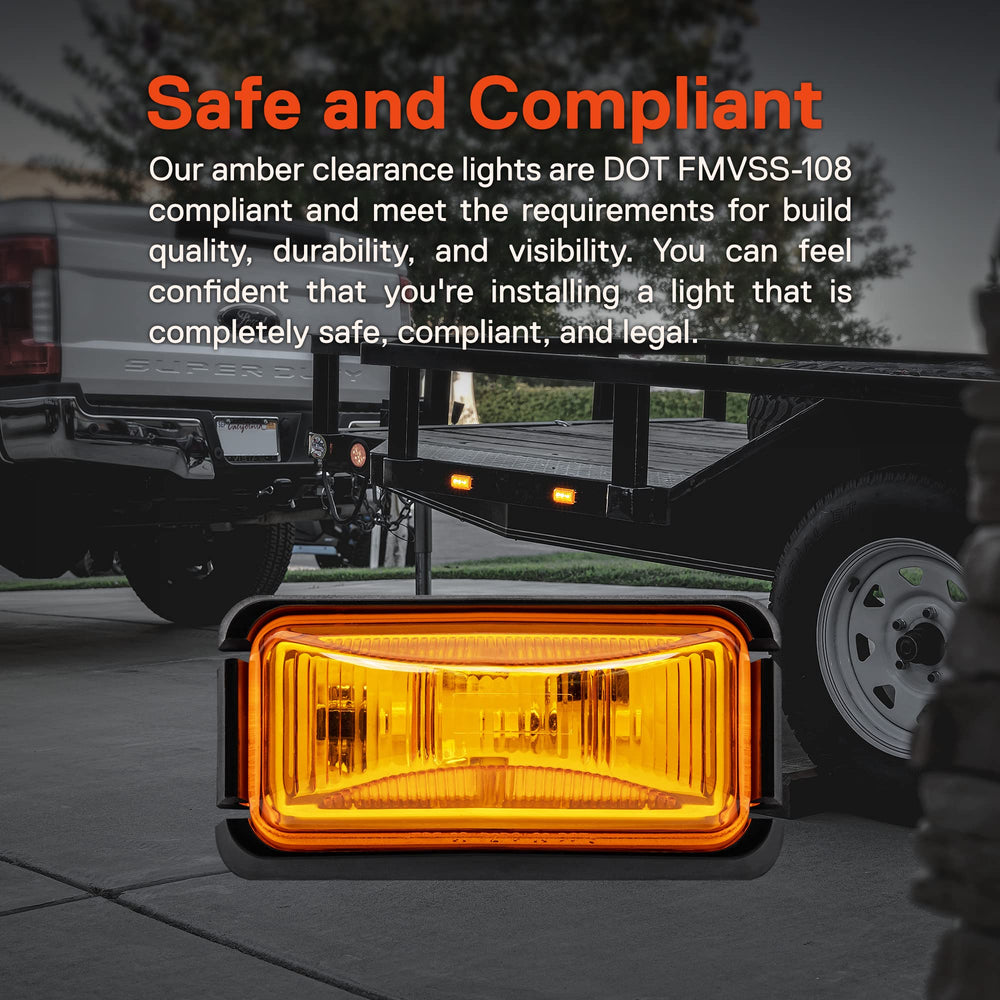 ONLINE LED STORE True Mods amber trailer marker light with black bezel, side view for improved visibility.