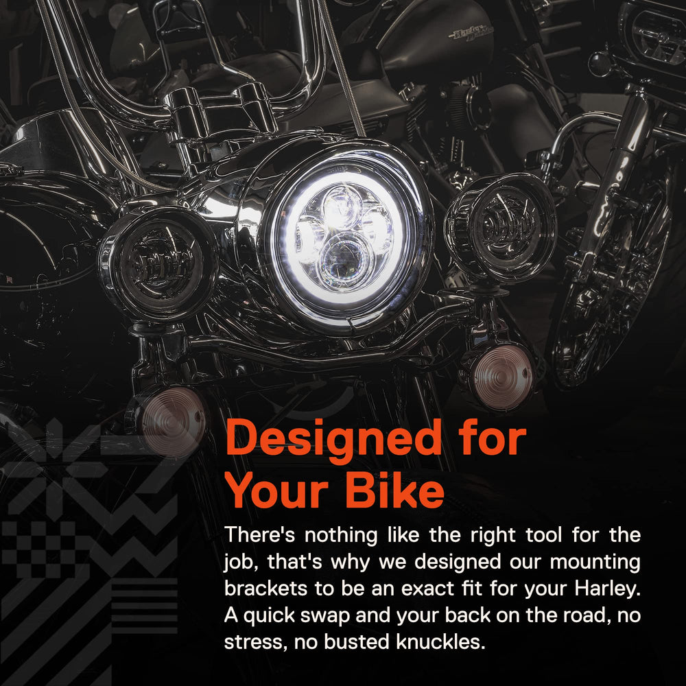 ONLINE LED STORE True Mods Chrome 7-inch ring bracket, two-color finish options.