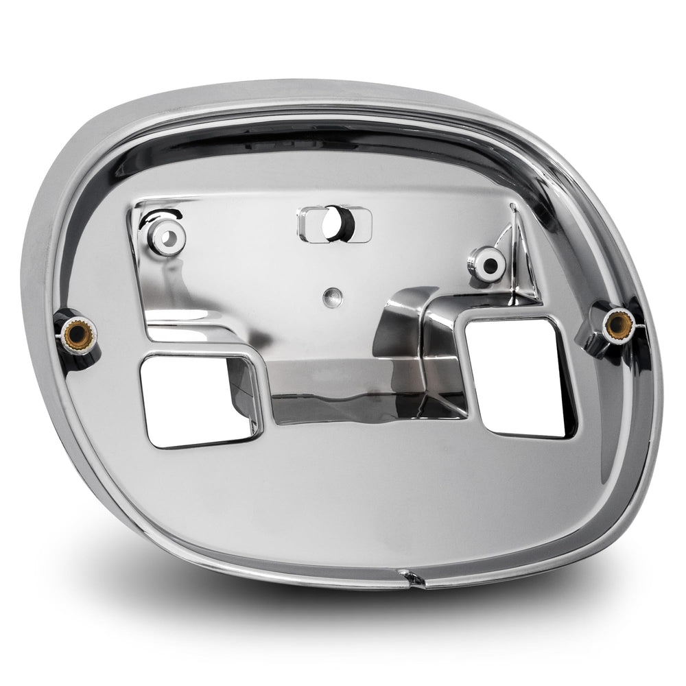 True Mods chrome tail light baseplate on Harley offers durable, premium styling.