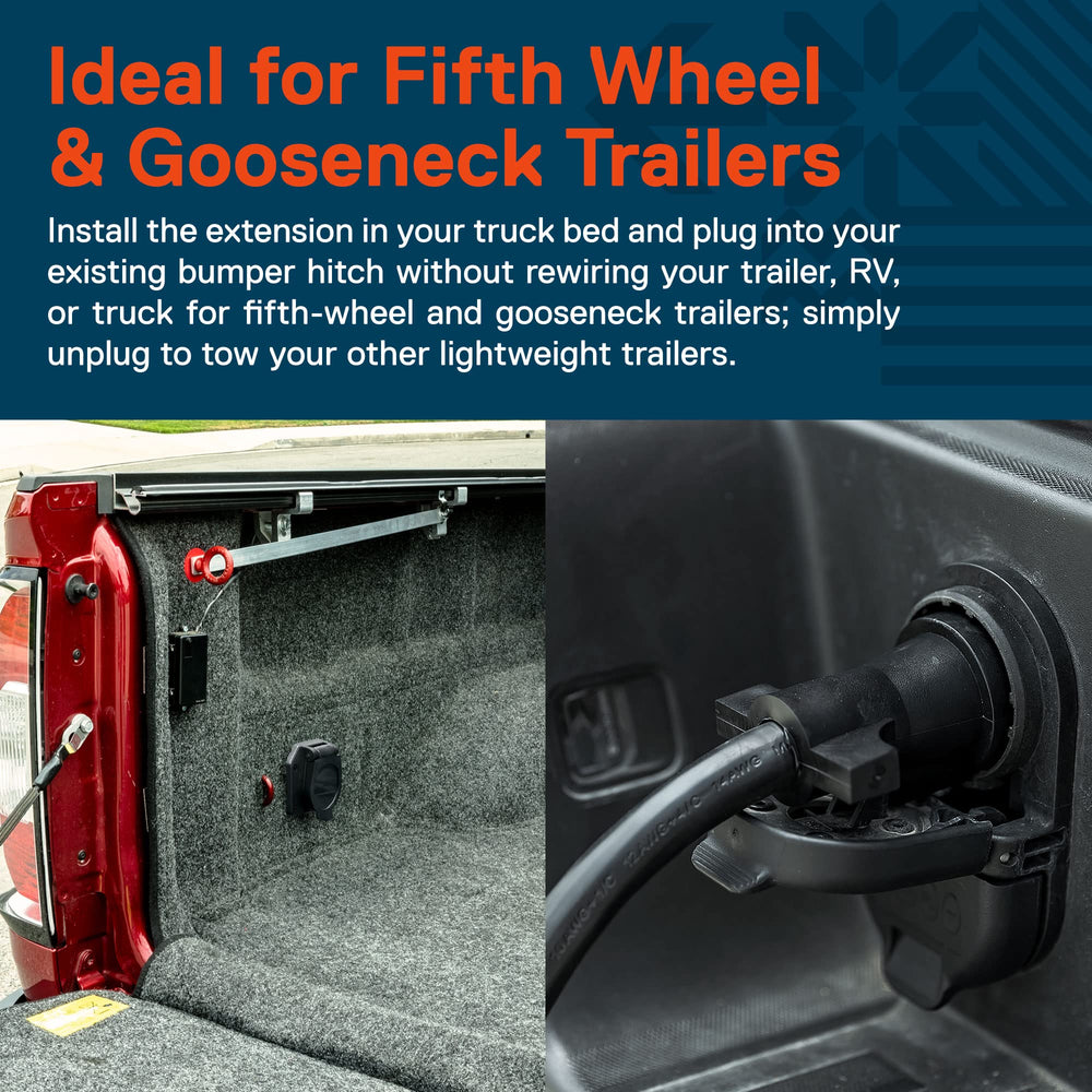 ONLINE LED STORE True Mods gooseneck hitch extender enables plug-n-play trailer connections.