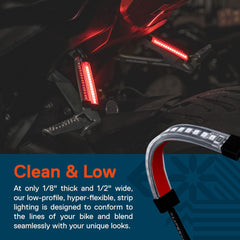 ONLINE LED STORE True Mods low-profile flexible strip mirrors bike lines.