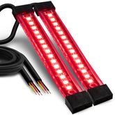ONLINE LED STORE True Mods red strip close-up showing dual-intensity LEDs for brake and tail lighting.