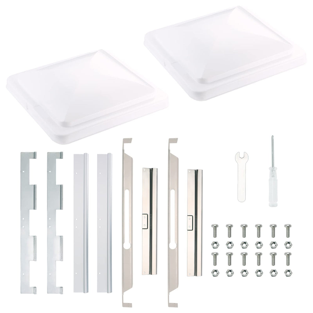 ONLTCO Expert RV vent lid 2-pack packaging shows weather-resistant white covers.