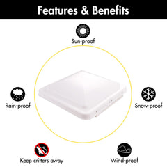 ONLTCO vent lid white cover with included screws and tools.