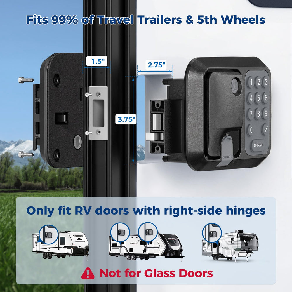 ONNAIS RV door lock keypad entry enables quick access with enhanced security.