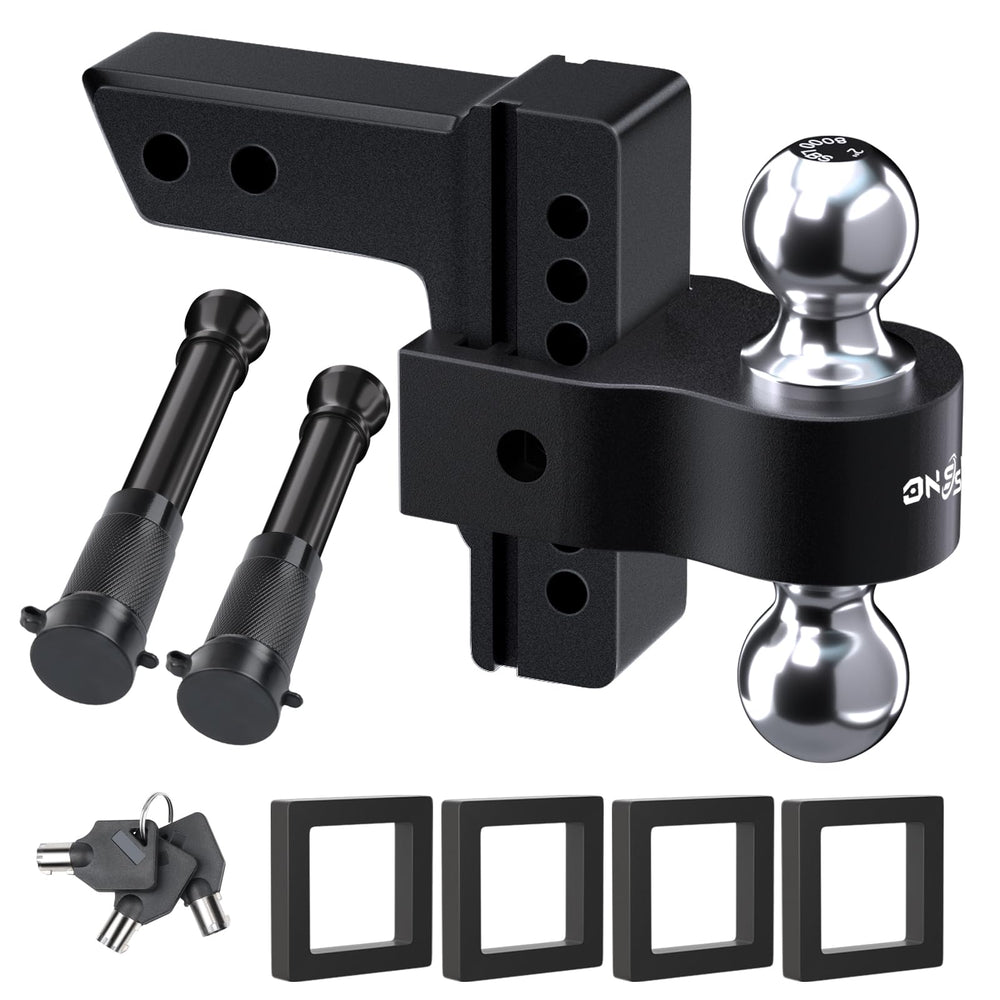Onsski adjustable trailer hitch with 2-inch receiver, durable aluminum for heavy towing.