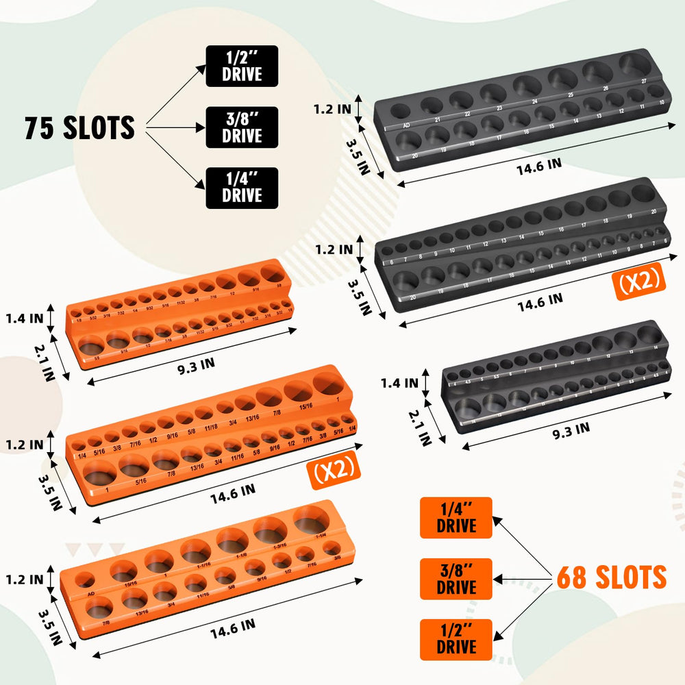 Onsski half-inch drive tray stores large sockets for heavy-duty tasks.