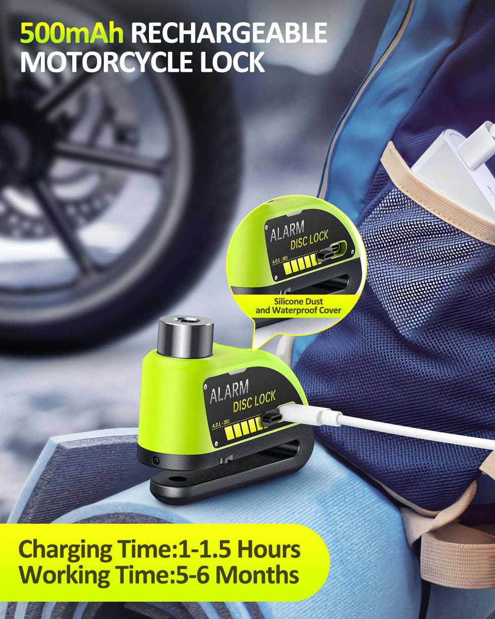 Onvian rechargeable lock side profile shows easy operation and rugged durability.