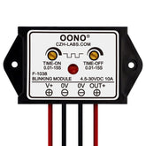 OONO DC flasher module front view shows compact design for space-saving installations.