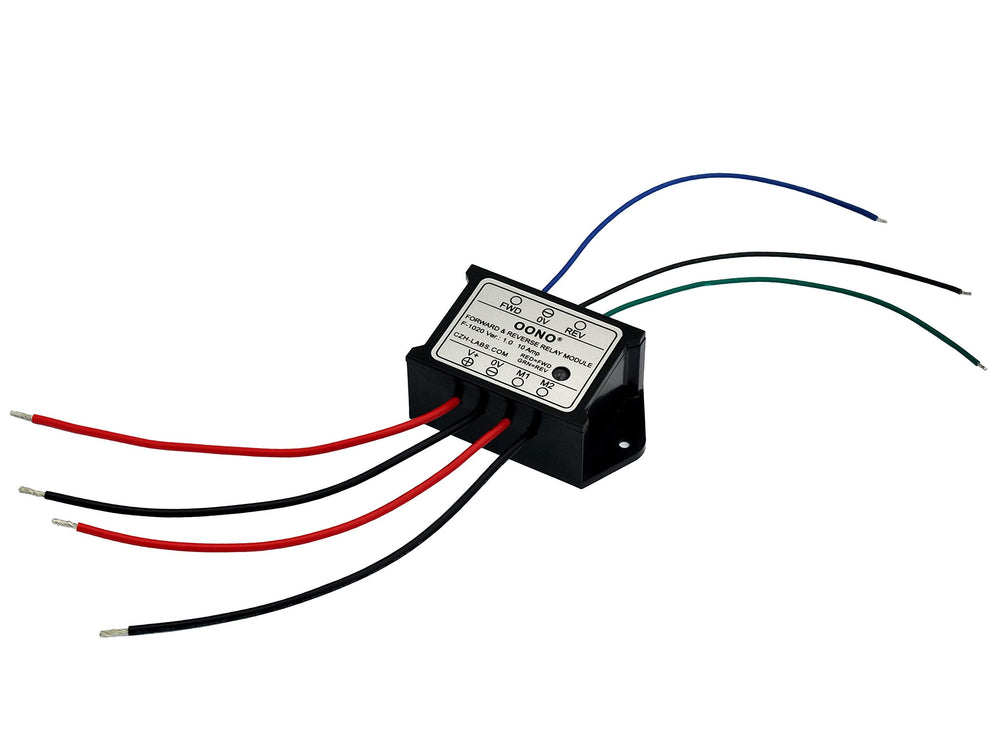 OONO relay module back view highlighting wiring access for easy setup.