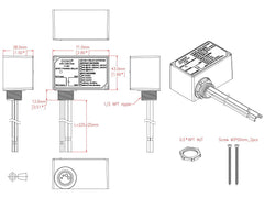 OONO SPST relay with two screw mounting holes for wall or board installation.