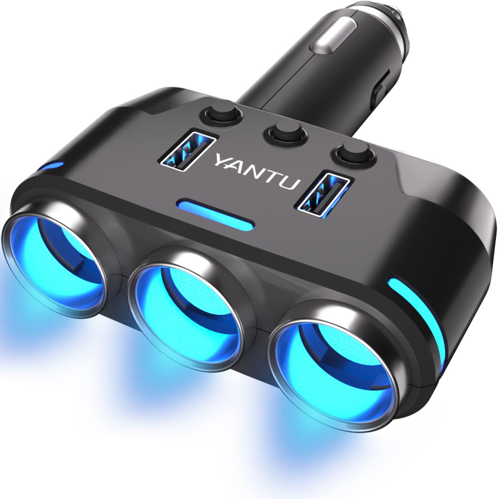 OTOOKAYA car lighter splitter with 3 sockets for GPS and dash cam charging