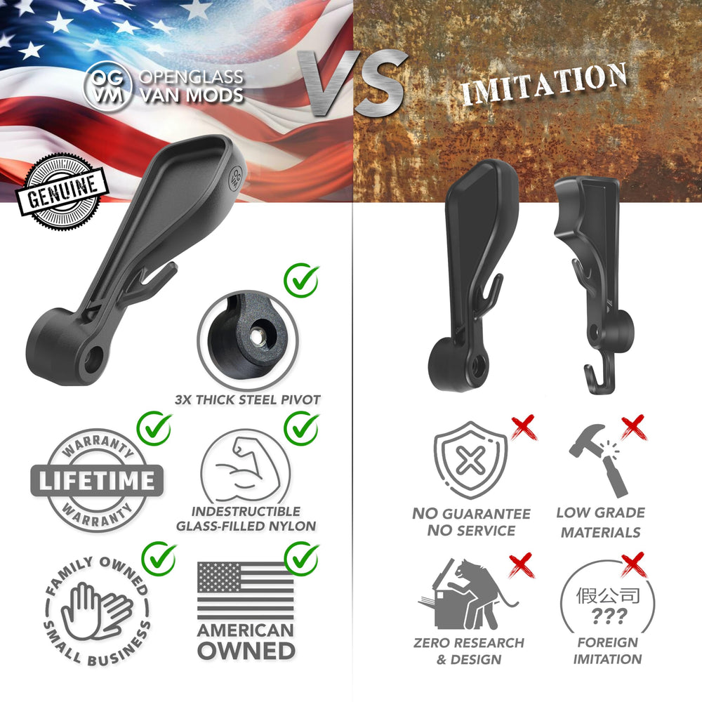 OpenGlass Van Mods Promaster hanging hook keeps keys and bags within reach.