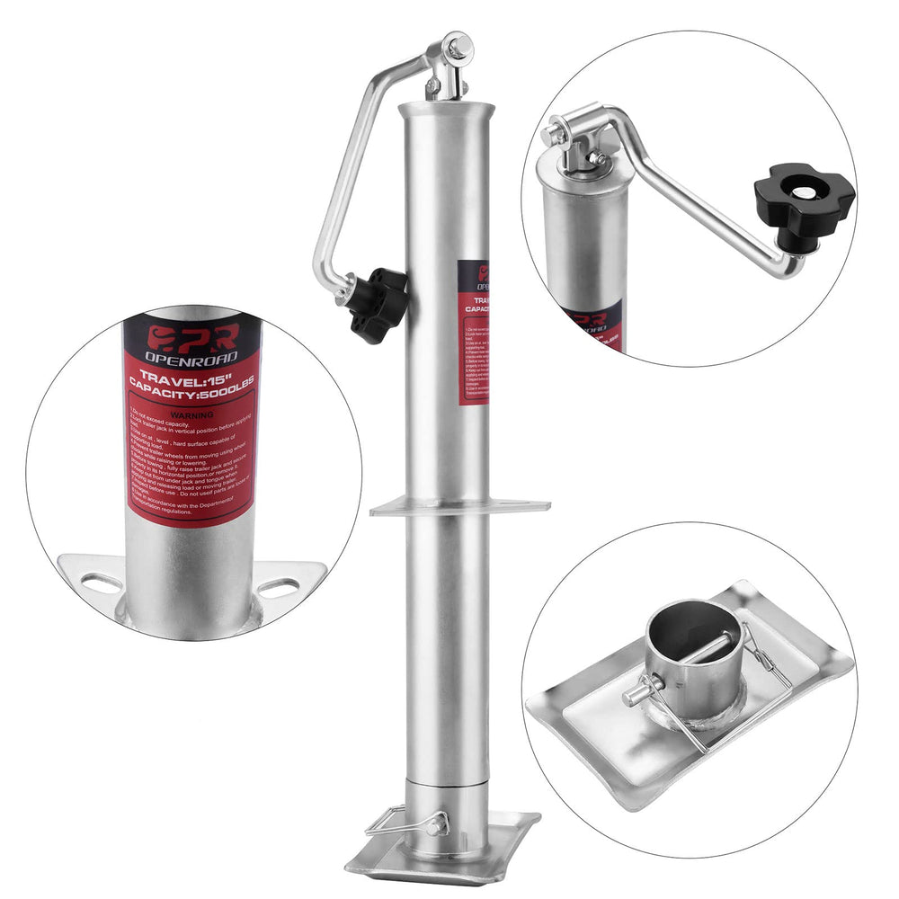 OPENROAD trailer jack supports trailers, RVs, campers, and boats with manual operation