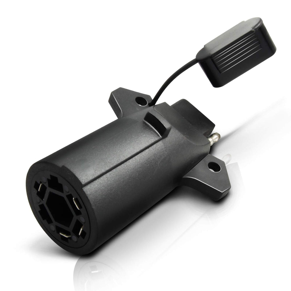OPT7 7-pin to 4-pin adapter with secure tab for reliable trailer lighting.