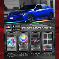OPT7 Aura DreamColor app control screen showing color options and effects.