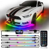 OPT7 Aura DreamColor underglow kit closeup with vibrant RGBIC LEDs for dramatic color.