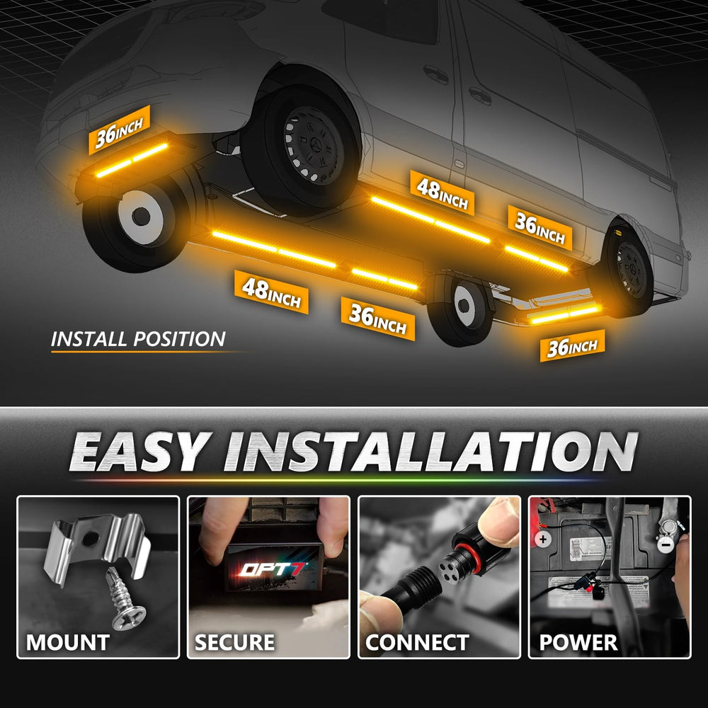 OPT7 Aura Pro inline fuse harness enables safe 12V installation.