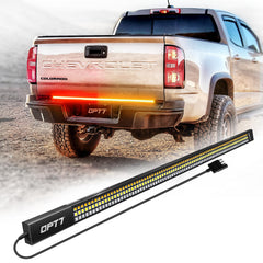 OPT7 Redline 48 tailgate bar front view showing rugged aluminum body for harsh conditions.