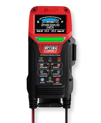 OPTIMA D400+ four-color LED status bar indicates Analyze, Charging, Conditioning and Auto Maintain
