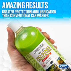 Optimum No Rinse on a motorcycle showing durable shine and easy indoor detailing.