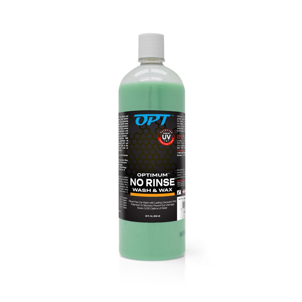 Optimum No Rinse bottle pour shows easy application with minimal water use.