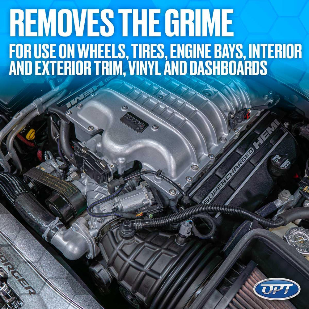 Power Clean used on boat, RV, or motorcycle surfaces to cut through grime.