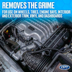 Power Clean used on boat, RV, or motorcycle surfaces to cut through grime.