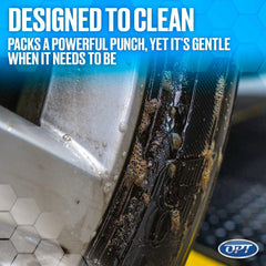 Car exterior treated with Power Clean for bug and tar removal.