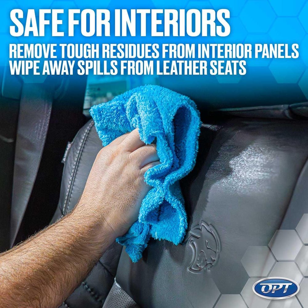 Optimum Power Clean used on leather seats for gentle cleansing when diluted.