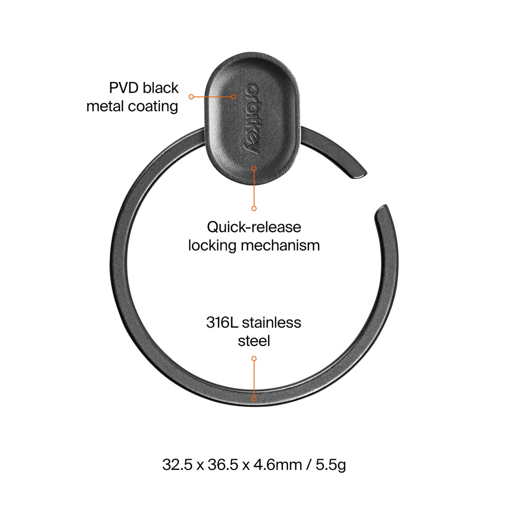 Orbitkey Ring V2 slim profile slides easily into wallets and pockets.
