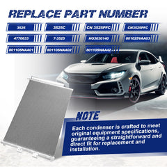 Orceed condenser for Acura CSX 2006-2011 front view emphasizes compatible mounting
