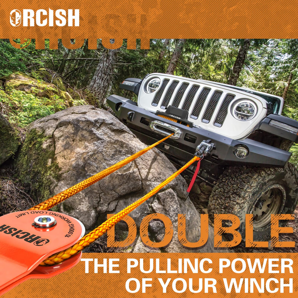 ORCISH 10-Ton Snatch Block in use with rope demonstrating pull direction change