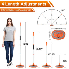 Ordenado four aluminum poles extend to 62 inches for high-to-low cleaning.