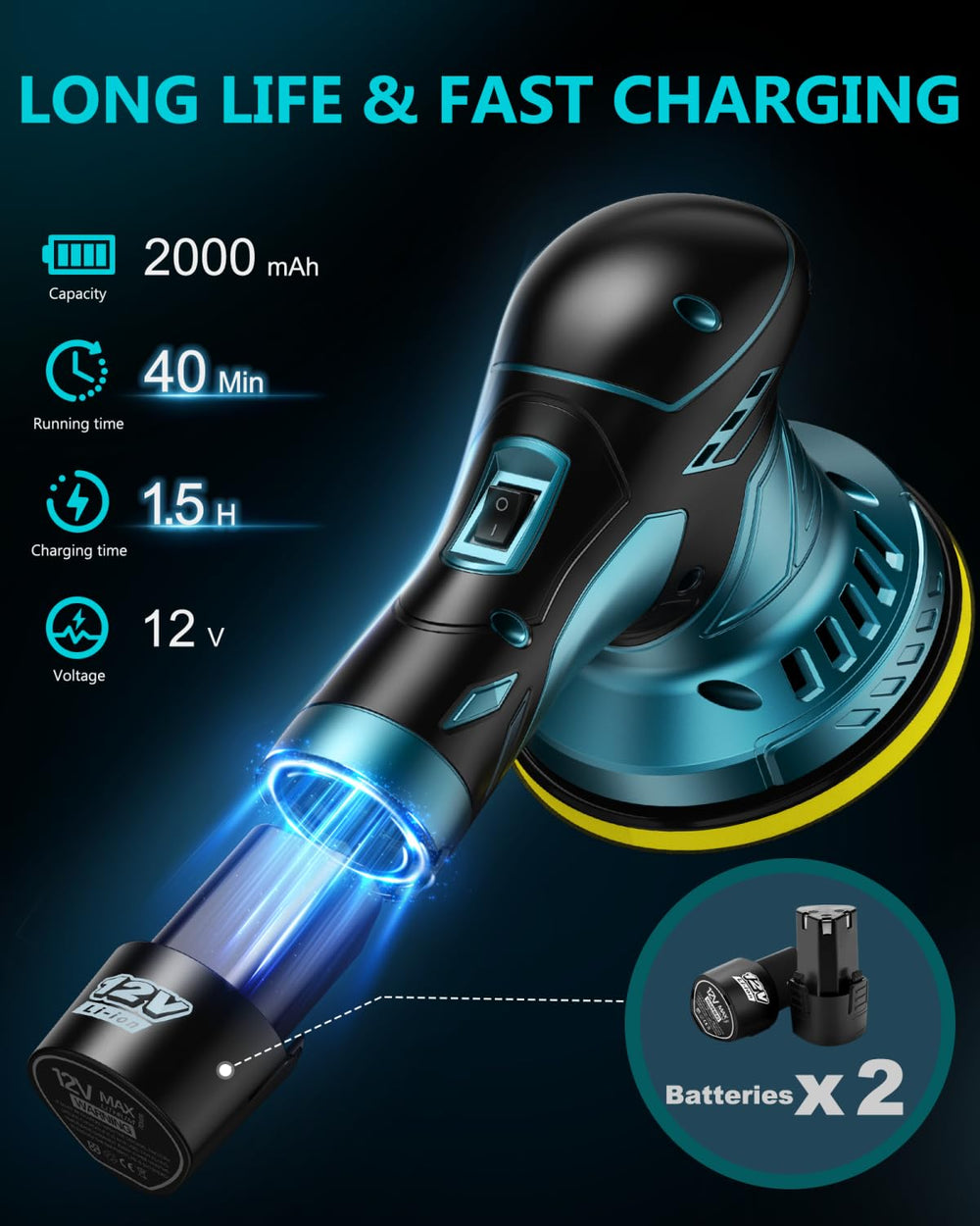 Orgpek 50W motor delivering strong polishing power on a car surface
