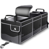 ORIENT FAMULAY trunk organizer with cooler lid keeps beverages cool on family trips.