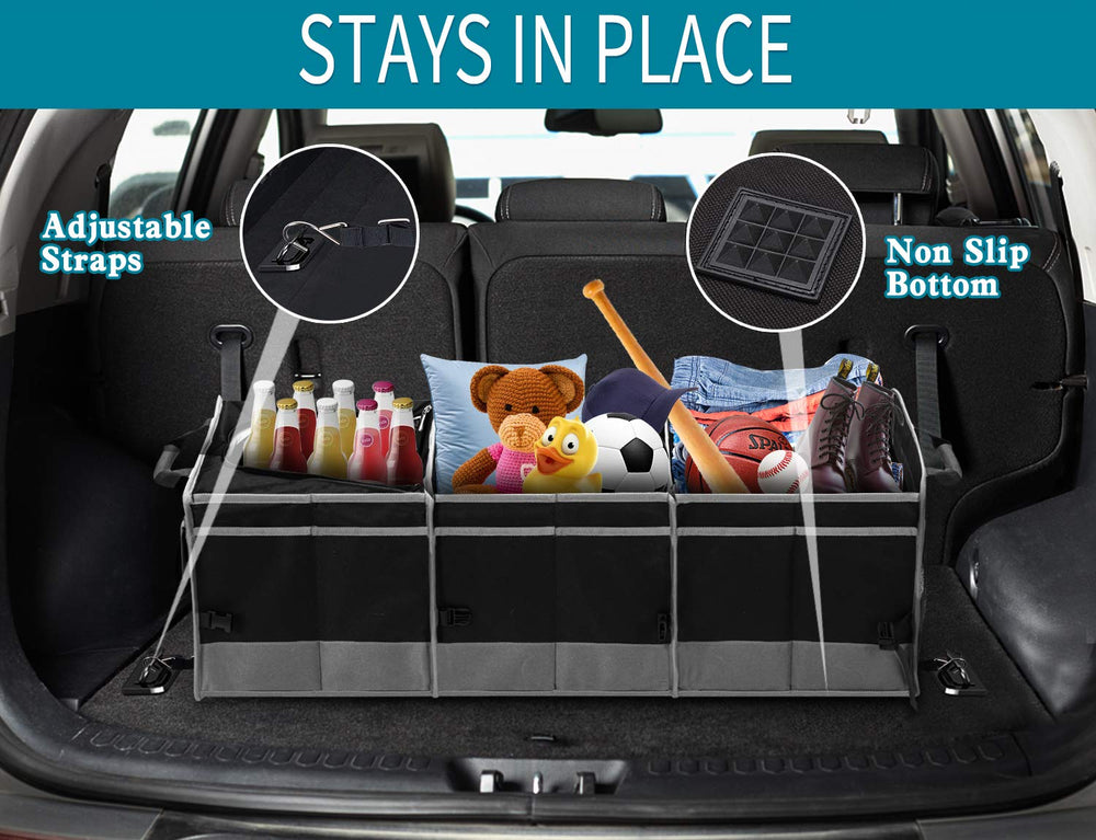 ORIENT FAMULAY trunk organizer non-slip bottom prevents shifting while driving.