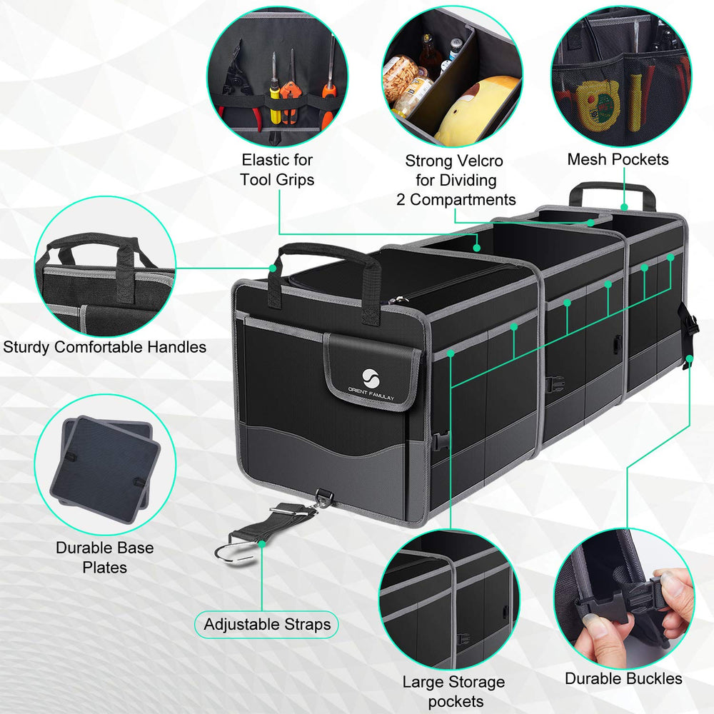 ORIENT FAMULAY trunk organizer reinforced base for durability on the go.