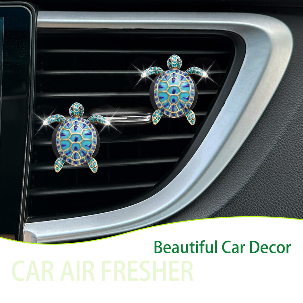 Oriesse blue turtle car decor accents your interior style while keeping vents organized