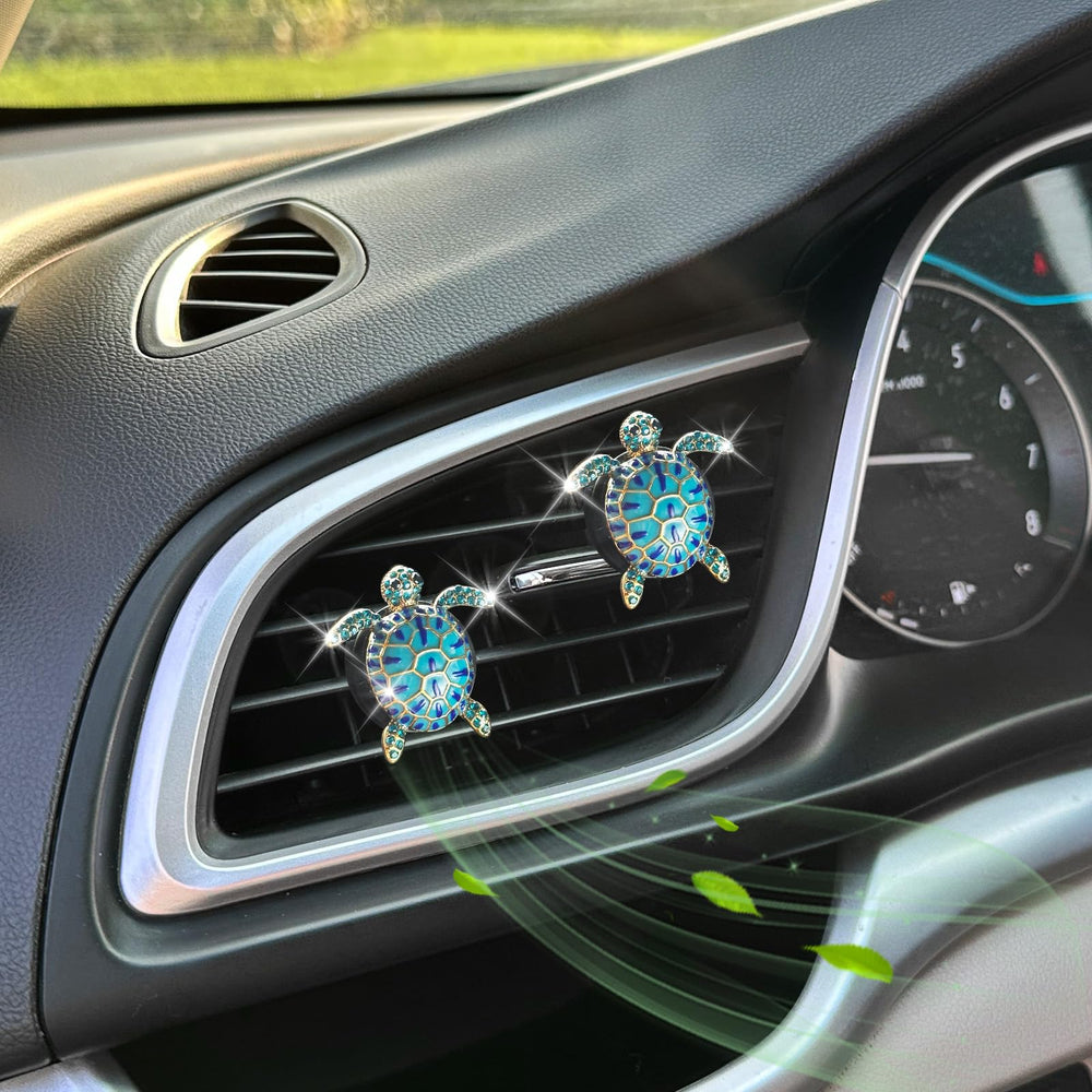 Oriesse glam blue turtle clip enhances car ambiance and gift appeal